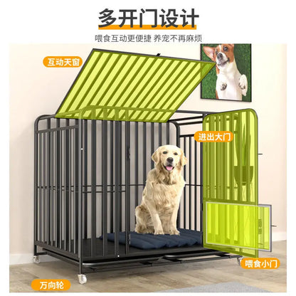 Dog Cage Large and Medium-Sized Indoor Dog with Toilet Separation Thickened Pet Cage Golden Haired Labrador Household Dog Cage