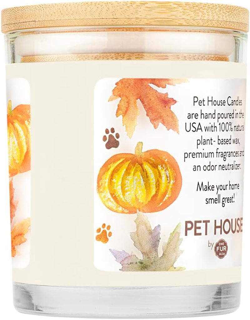 - 100% Natural Soy Wax Candle - Pet Odor Eliminator, up to 60 Hours Burn Time, Non-Toxic, Eco-Friendly Reusable Glass Jar Scented Candles – Pumpkin Spice - Pack of 2