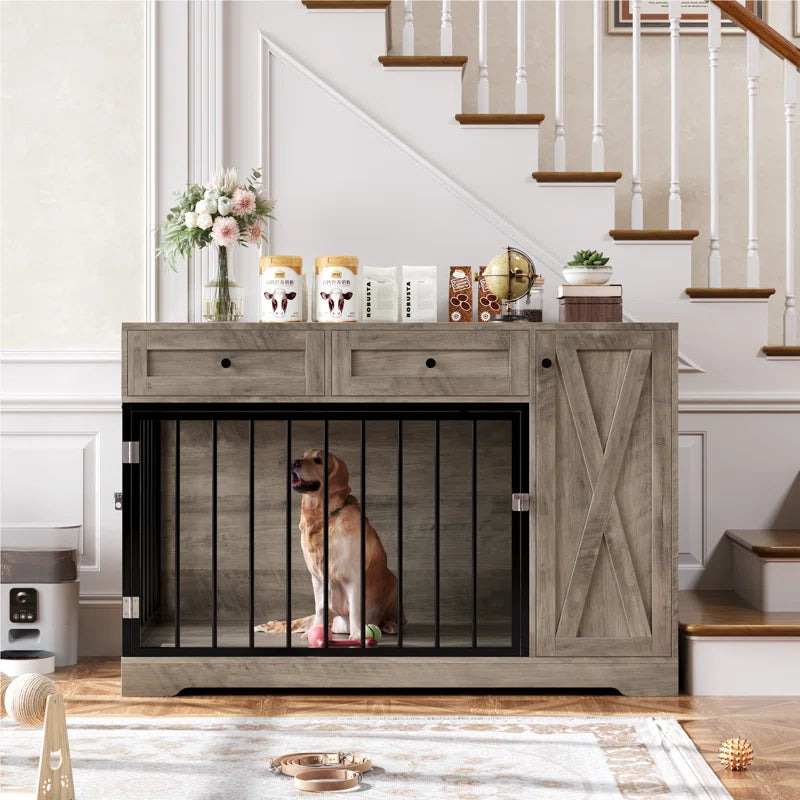 Ansel 47.2" Dog Crate Furniture with Drawers