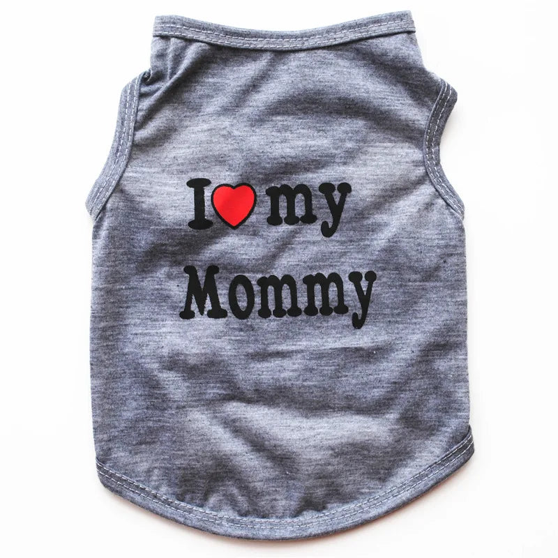 Pet Clothes Casual Puppy Dog Cat Clothing "I Love Mommy & Daddy" Print Cat Vest Tee Shirt 100% Cotton T-Shirt Cat Kitten Apparel