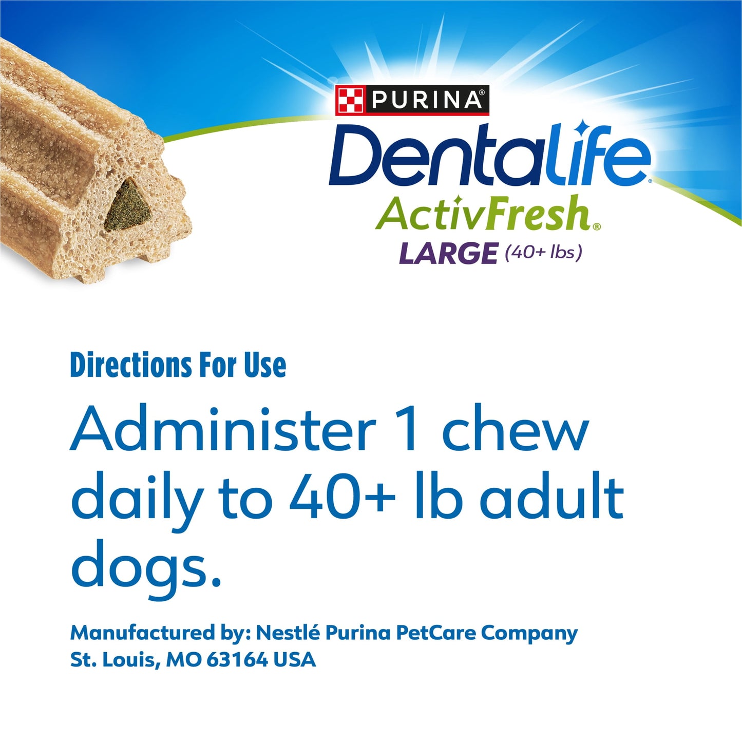 Purina  Activfresh Dog Treats, Chicken Dry Dental Chew for Large Dogs, 24.1 Oz Pouch (21 Pack)