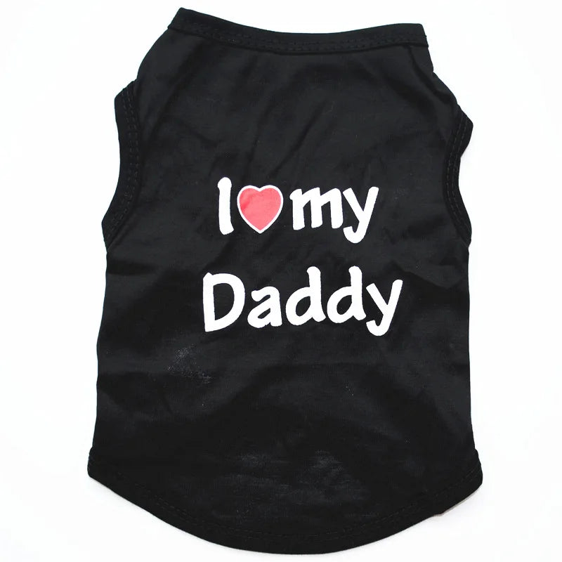 Pet Clothes Casual Puppy Dog Cat Clothing "I Love Mommy & Daddy" Print Cat Vest Tee Shirt 100% Cotton T-Shirt Cat Kitten Apparel