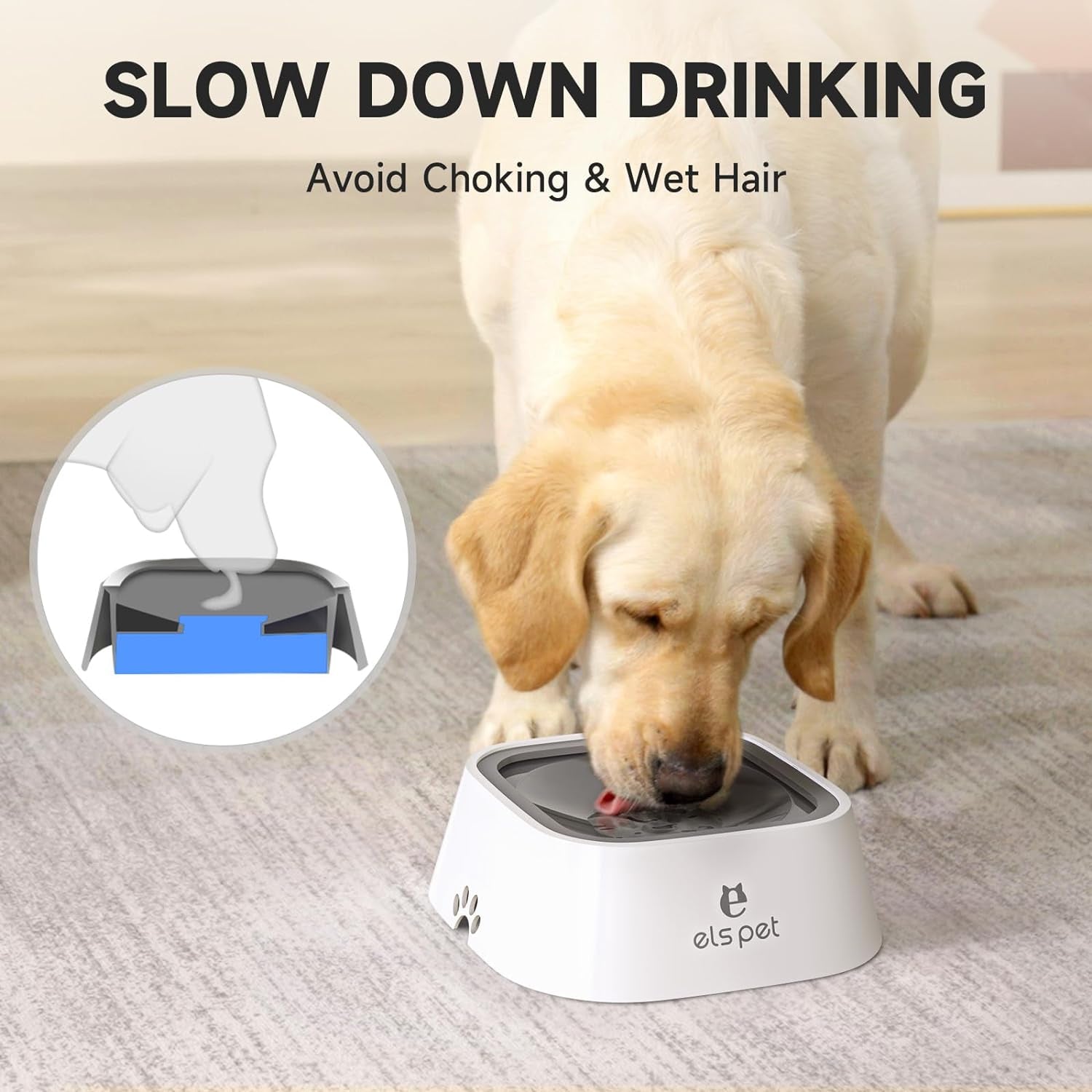 1L/2L/70Oz Dog Spill Proof Pet Water Bowl, Anti-Choking Water Bowl, Slow Water Feeder Pet Water Dispenser Carried Water Bowls for Dogs, Cats & Pets