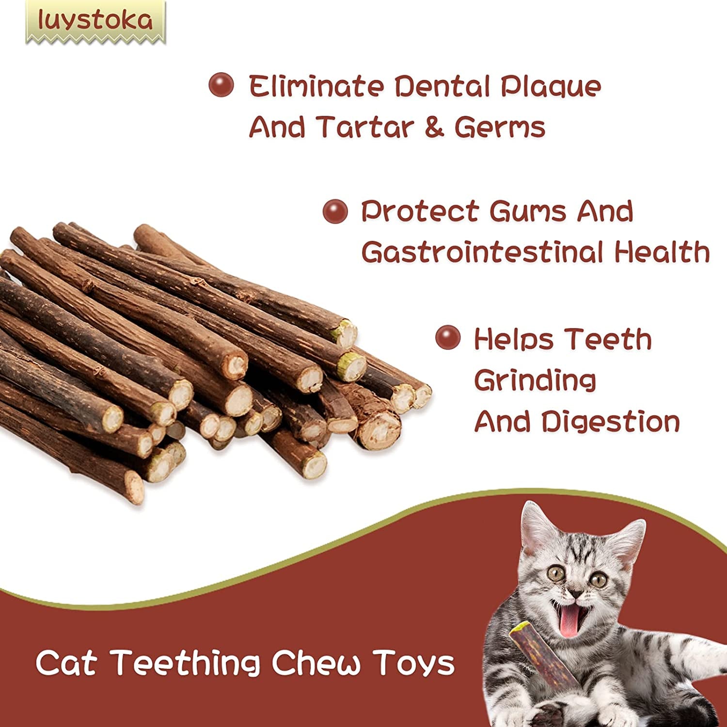 Silvervine Sticks 15Pcs/Pack, Silvervine Cat Chew Toys, Matatabi Chew Sticks, Silvervine Teething Toys for Aggressive Chewers, Silver Vine for Kitten Kitty Cats