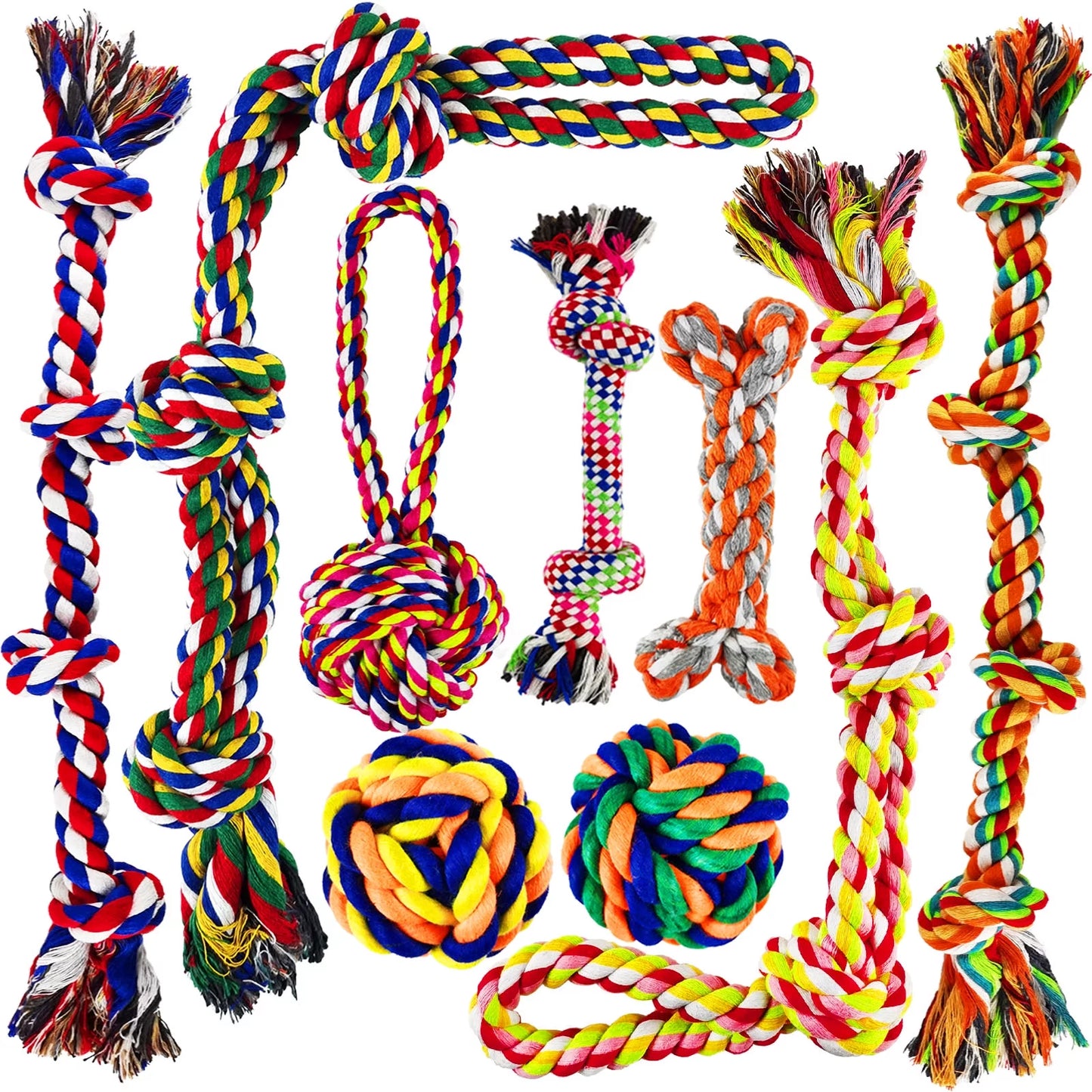 Tough Dog Rope Toys for Aggressive Chewers, 9 Pack Durable Dog Chew Toys for Medium Large Breeds, Puppy Teething Chew Toys, Tug of War Dog Toy, Heavy Duty Dental Cotton Rope Dog Toys