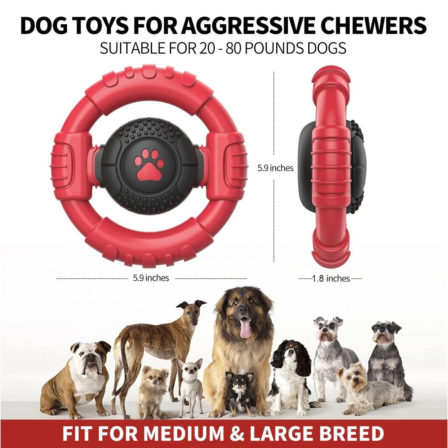 Extreme Tough Dog Chew Toys for Aggressive Chewers, Extra Durable Dog Squeaky Toys for Medium Breed, Indestructible Nylon Dog Toys for Large Dogs, Keep Dogs Busy