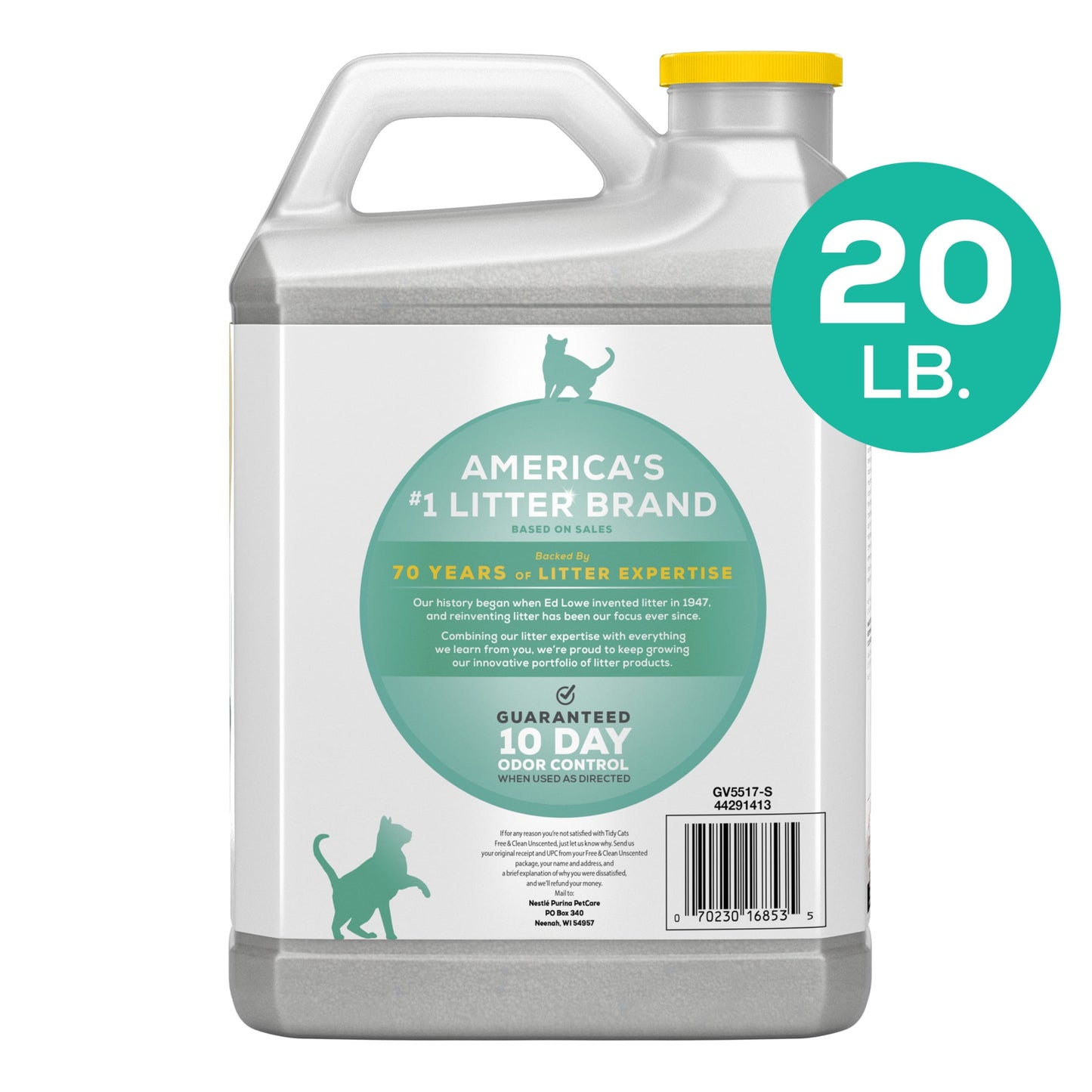 Purina  Free & Clean Unscented Cat Litter, Scoopable, Low Dust, Odor Control, 20 Lb. Jug