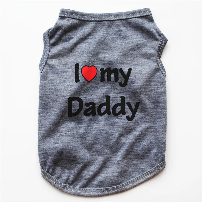 Pet Clothes Casual Puppy Dog Cat Clothing "I Love Mommy & Daddy" Print Cat Vest Tee Shirt 100% Cotton T-Shirt Cat Kitten Apparel