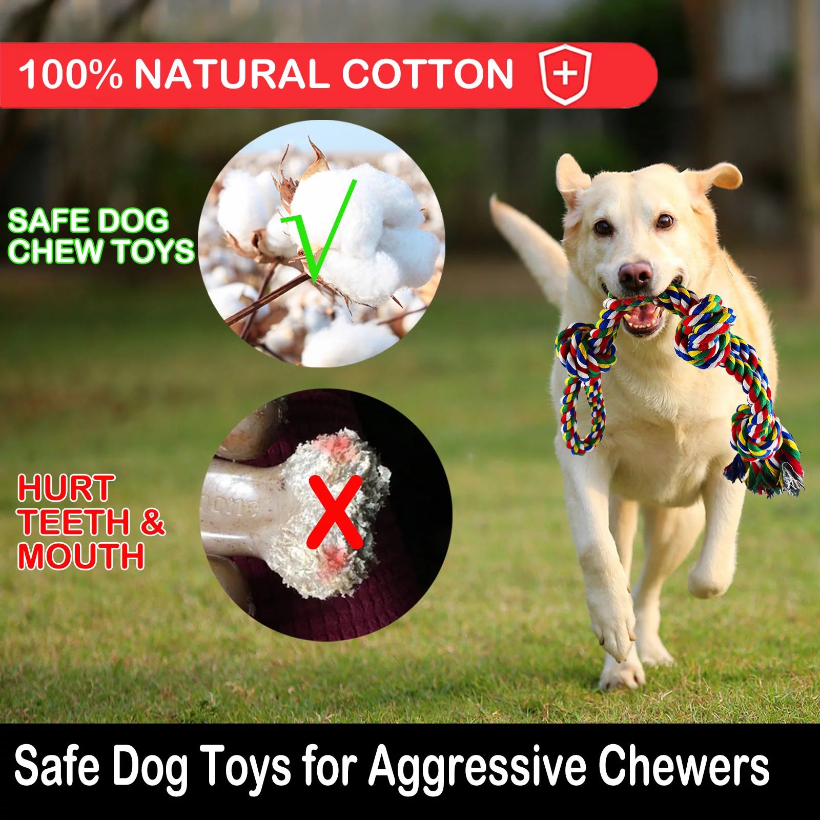 Tough Dog Rope Toys for Aggressive Chewers, 9 Pack Durable Dog Chew Toys for Medium Large Breeds, Puppy Teething Chew Toys, Tug of War Dog Toy, Heavy Duty Dental Cotton Rope Dog Toys