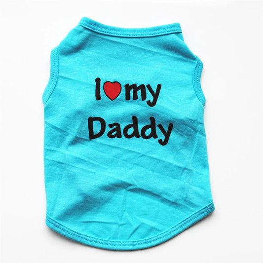 Pet Clothes Casual Puppy Dog Cat Clothing "I Love Mommy & Daddy" Print Cat Vest Tee Shirt 100% Cotton T-Shirt Cat Kitten Apparel