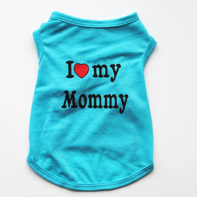 Pet Clothes Casual Puppy Dog Cat Clothing "I Love Mommy & Daddy" Print Cat Vest Tee Shirt 100% Cotton T-Shirt Cat Kitten Apparel